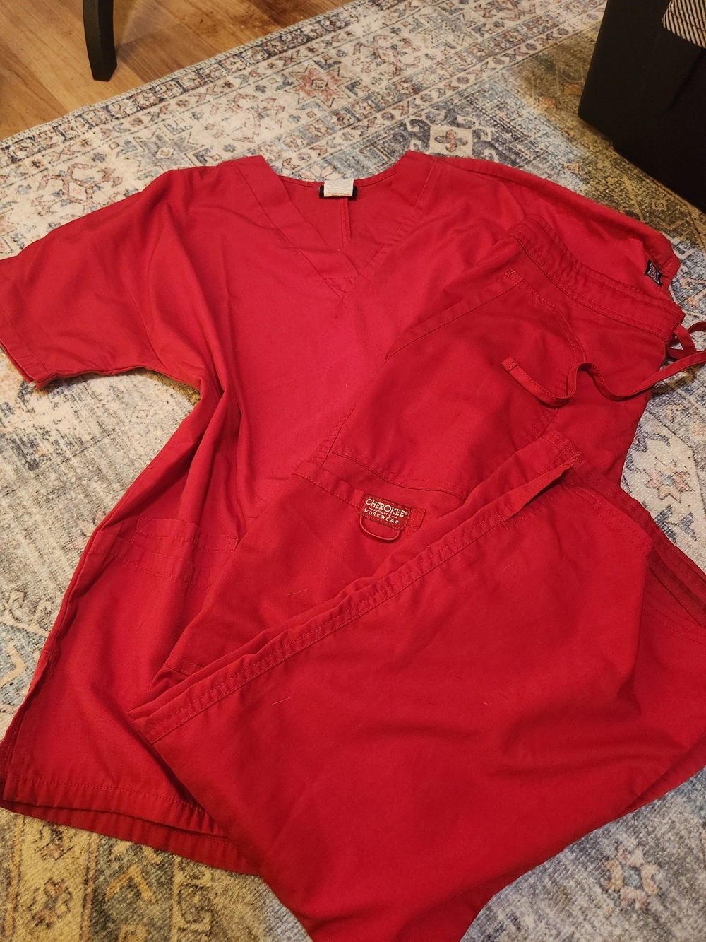 Cherokee Workwear Red Scrub Set